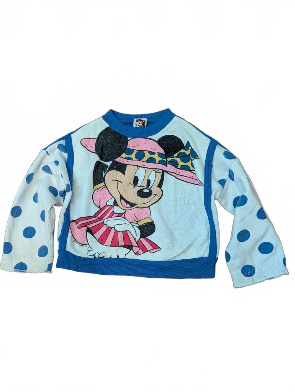 Vintage Disney Jog Togs Girl's 4T Minnie Mouse Sweatshirt Polka Dot 80s 90s